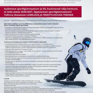 Kandideeri Audentese SG-i lumelaua ja freestylesuusa treeneriks