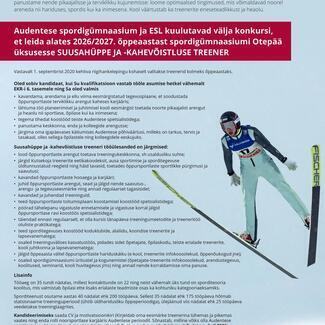 Kandideeri Audentese SG-i suusahüppe ja -kahevõistluse treeneriks